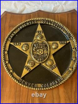 Vintage US Navy Absentee Collection Unit Law Enforcement Badge Plaque