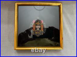 Vintage US Navy Academy Ex Scientia Tridens Embroidered Coat of Arms Shadow Box