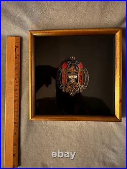 Vintage US Navy Academy Ex Scientia Tridens Embroidered Coat of Arms Shadow Box