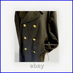 Vintage US Navy Bridge Wool overcoat black Military Jacket 42R w history