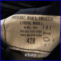 Vintage US Navy Bridge Wool overcoat black Military Jacket 42R w history
