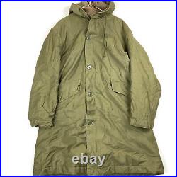 Vintage US Navy N-1 Wool Lined Full Zip Overcoat Parka Jacket Size 42 Green