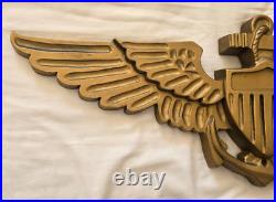 Vintage US Navy Naval Aviator Pilot Wings Fiberglass Decorative Wall Plaque