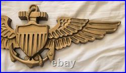 Vintage US Navy Naval Aviator Pilot Wings Fiberglass Decorative Wall Plaque