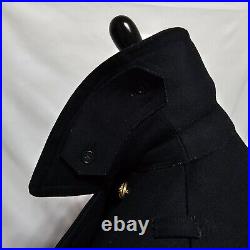 Vintage US Navy Officer Coat Mens 40 L Long Wool Bridge Dress Gold Eagle Buttons
