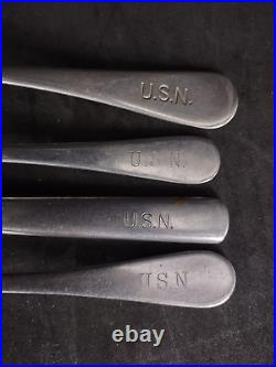 Vintage US Navy Stainless Cutlery USN Engrave Silverware Flatware Reed & Barton