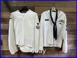 Vintage US Navy Submariners Uniform White WithBadges Medals