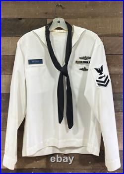 Vintage US Navy Submariners Uniform White WithBadges Medals
