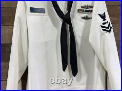 Vintage US Navy Submariners Uniform White WithBadges Medals