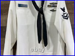 Vintage US Navy Submariners Uniform White WithBadges Medals