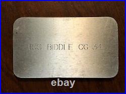 Vintage US Navy USN USS Biddle CG-34 Cruiser Steel Plate Souvenir Paperweight