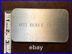 Vintage US Navy USN USS Biddle CG-34 Cruiser Steel Plate Souvenir Paperweight