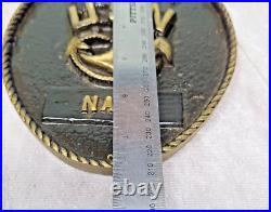 Vintage US Navy Wall Plaque Solid Brass Anchor USN Military 7.75 x 6.25