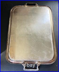 Vintage USN Navy 21 Silver Plated Serving Tray Stamped 1741 WWII