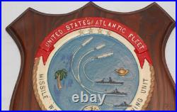 Vintage USN Navy Cast & Wood Plaque Wall Hanging US Atlantic Fleet Mistralaunt