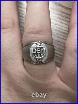 Vintage USN Navy Sterling Ring Size 10 Signed DEE BEE