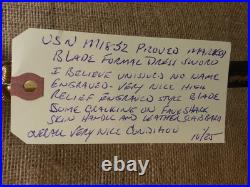 Vintage USN US Navy Officers Dress Presentation Sword M-1852 Model Super Nice