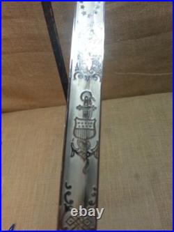 Vintage USN US Navy Officers Dress Presentation Sword M-1852 Model Super Nice