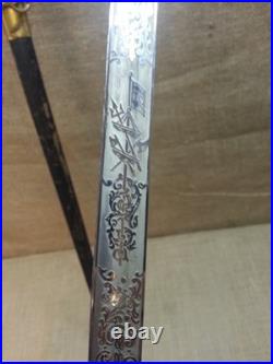 Vintage USN US Navy Officers Dress Presentation Sword M-1852 Model Super Nice