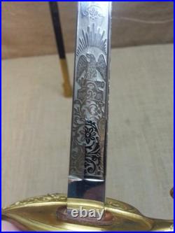 Vintage USN US Navy Officers Dress Presentation Sword M-1852 Model Super Nice