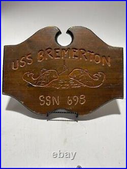 Vintage USS Bremerton Ship Plaque CARVED Wood US Navy Military