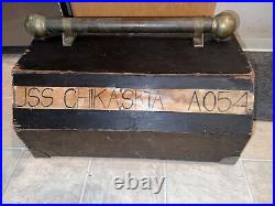 Vintage USS Chikaskia AO54 Captain's Foot Rest Brass