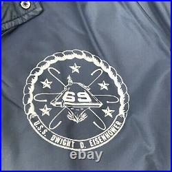 Vintage USS Dwight D Eisenhower Crew Jacket Blue 70s 80s Navy Lined Rare