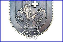 Vintage USS GRAPPLE 8.5 Brass Plaque READY TO SERVE ARS 53 Original US NAVY