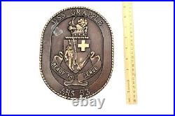 Vintage USS GRAPPLE 8.5 Brass Plaque READY TO SERVE ARS 53 Original US NAVY