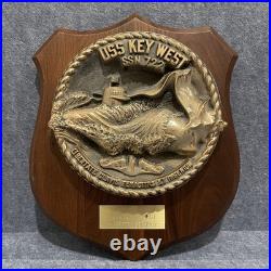 Vintage USS Key West SSN-722 Submarine Plaque Seawolf Project 1987 Commissioning