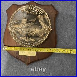 Vintage USS Key West SSN-722 Submarine Plaque Seawolf Project 1987 Commissioning