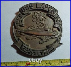 Vintage USS Lapon Submarine Navy Heavy Bronze Emblem Sign Very Rare