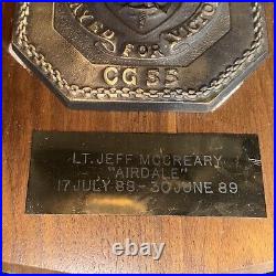 Vintage USS Leyte Gulf CG 55 Brass And Wood United States Navy ship plaque