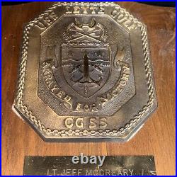 Vintage USS Leyte Gulf CG 55 Brass And Wood United States Navy ship plaque