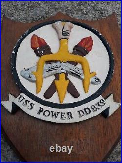 Vintage USS POWER DD 839 Mounted Plaque