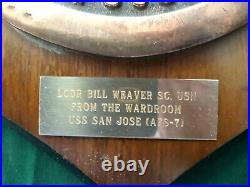 Vintage USS SAN JOSE AFS-7 WALL PLAQUE LCDR BILL WEAVER SC USN