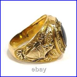 Vintage United States Navy 10k Gold Filled Ring Blue Stone Faceted Back Size 9.5