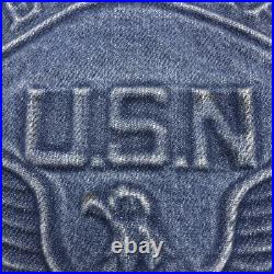 Vintage United States Navy Embossed Denim Jean Jacket Men's Size XL Tyca