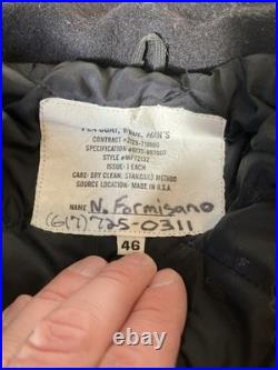 Vintage United States Navy Pea Coat Mens Size 46 Black Wool 70s Military