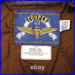 Vintage Us Navy Cooper Leather Flight Jacket Type G-1 Size 42l Made In USA