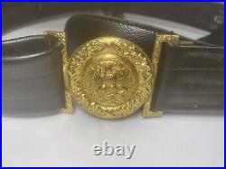 Vintage Us Navy Service Belt Leather Size 34 Usn N. S. Meyer Inc New York New