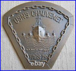 Vintage Usns Chauvenet T-ags 29 Large Bronze Ship's Plaque, 7 Tall X 7.4 Wide