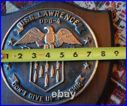 Vintage Uss Lawrence Brass/bronze Wall Plaque Ddg-4 Don't Give Up The Ship