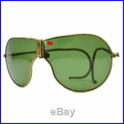 Vintage WWII AAF/NAVY AVIATOR SUNGLASSES by BECK with DK. GREEN ROCK GLAS LENSES