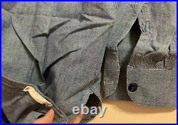 Vintage WWII HERCULES USN US Navy Chambray Sanforized Blue Denim Work Shirt Rare