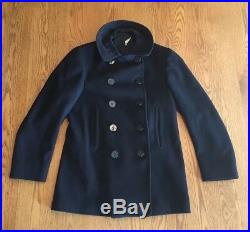 Vintage WWII US Navy 10 Button 100 % Wool Pea Coat Naval Clothing Factory