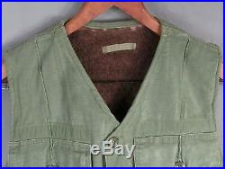 Vintage WWII US Navy Seabees Alpaca Wool Lined Vest OD Deck Jacket N-1 USN Rare