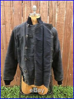Vintage WWII USN NAVY Deck Jacket 40s Front Hook Clasp Blue NXss23181 Size 42
