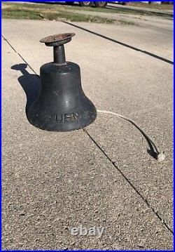 Vintage WWII United States Navy Cast Ship Bell withClapper and Bell Rope