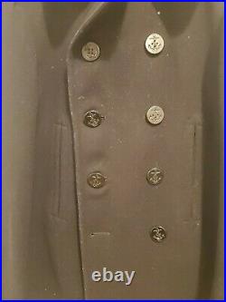 Vintage WWII WW2 US Navy USN Heavy Wool Pea Coat Cord Pockets Blue 42